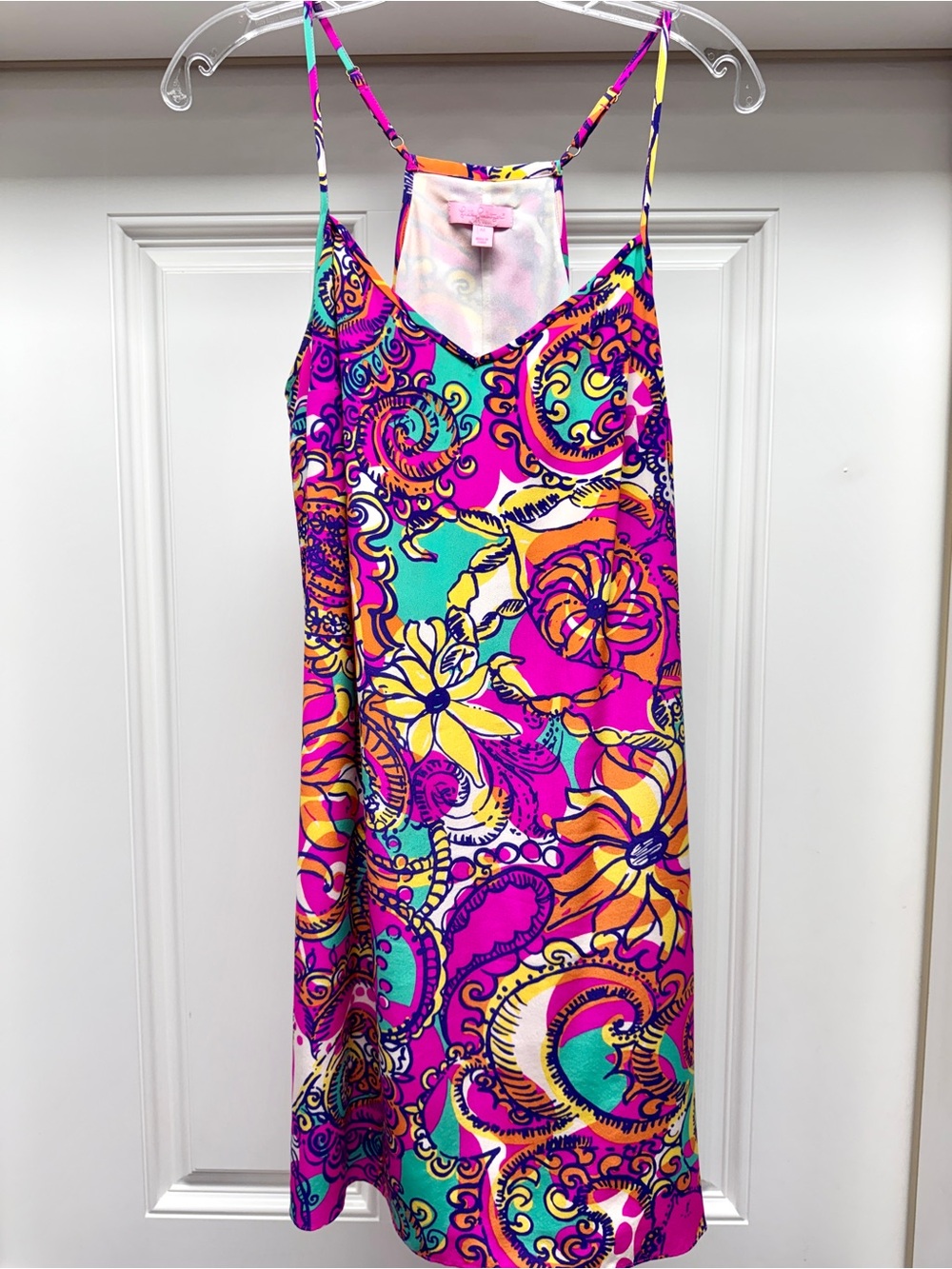 Lilly Pulitzer Dusk Silk Slip Dress Sea and Be Seen Floral Strappy Mini Pink - Picture 2 of 8